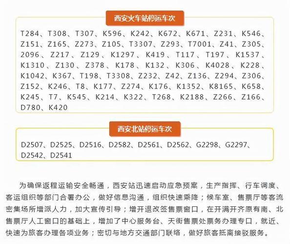 今天西安哪几趟列车停运（以下这些从西安出发列车停运）