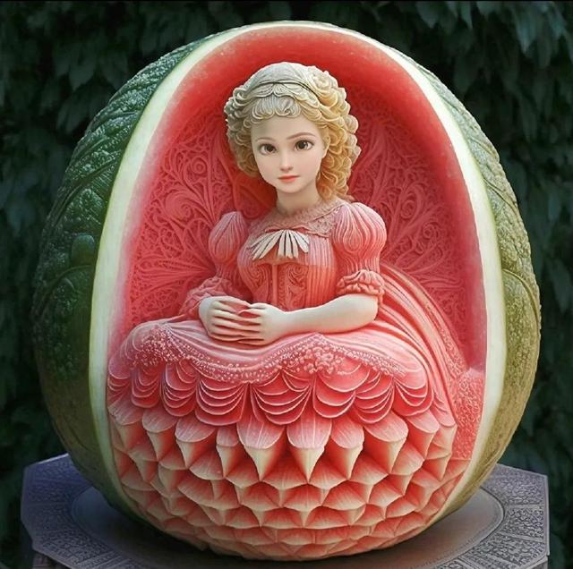 整个西瓜皮雕刻简单花式（精湛的15个西瓜雕刻艺术品）